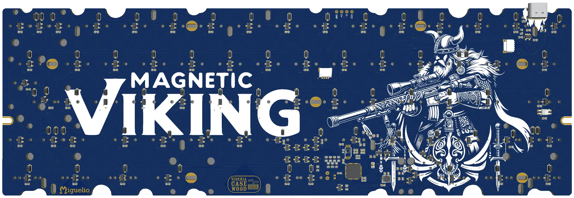 Magnetic Viking PCB — front view with viking warrior artwork